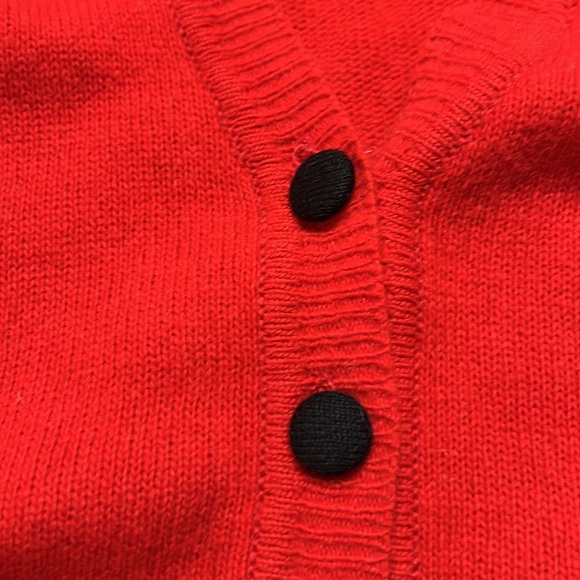 Vintage Preppy Evan Picone Red Black Lamb'swool Angora Blend Cardigan Sz M EUC - Picture 8 of 13
